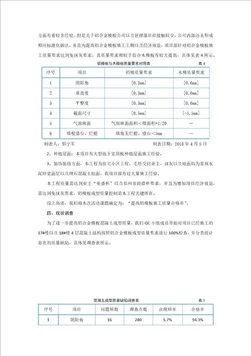 QC河南提高铝合金模板施工质量合格率讲解