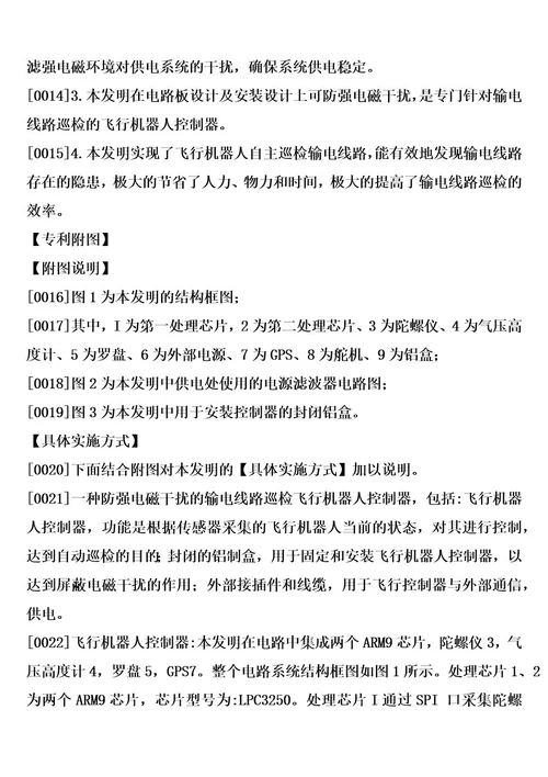 防强电磁干扰的输电线路巡检飞行机器人控制器的制造方法