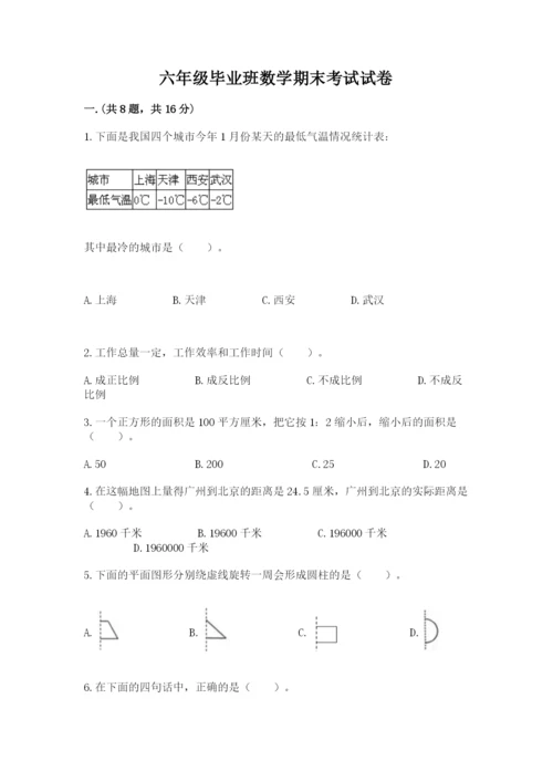 六年级毕业班数学期末考试试卷及参考答案（新）.docx