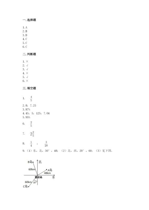 2022六年级上册数学期末考试试卷（夺冠）word版.docx