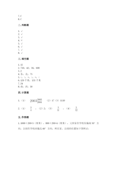 人教版六年级上册数学期中考试试卷附答案（典型题）.docx