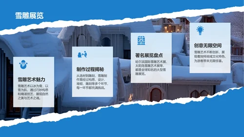 蓝色摄影风畅游哈尔滨：发现冰雪之都的魅力PPT模板