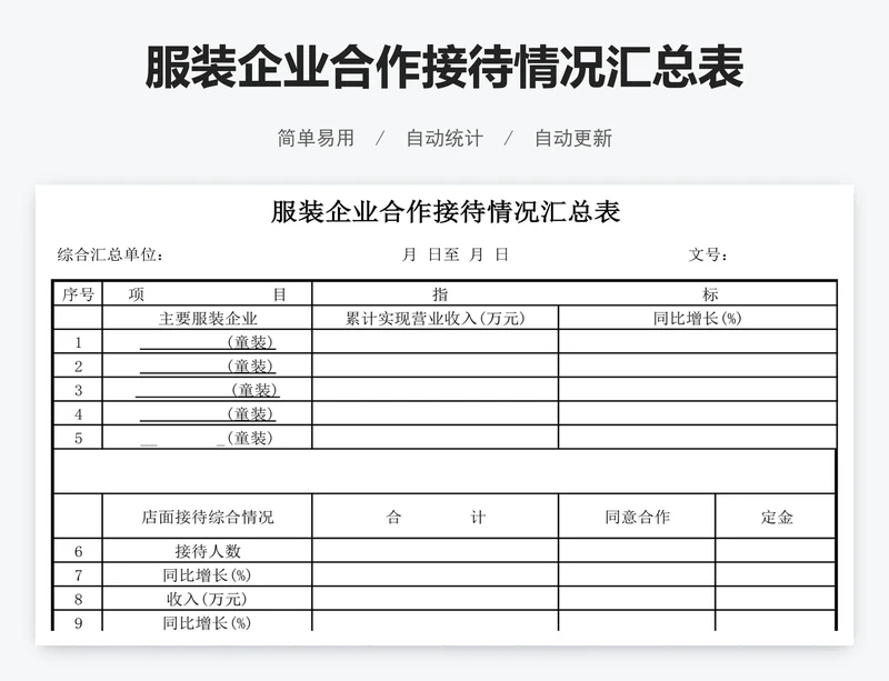 服装企业合作接待情况汇总表