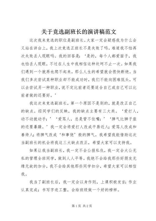 关于竞选副班长的演讲稿范文.docx