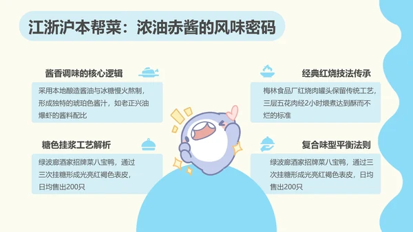 呆呆鲨可爱简约风南方美食文化ppt模版