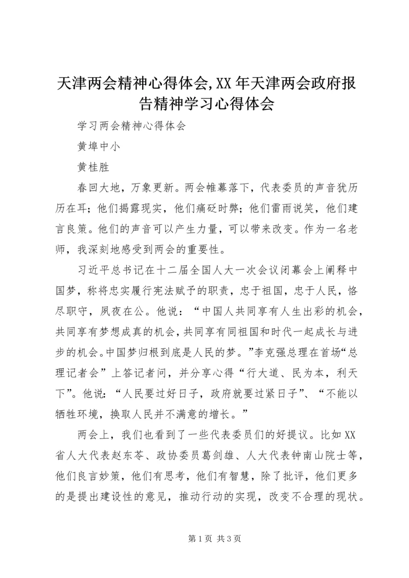 天津两会精神心得体会,XX年天津两会政府报告精神学习心得体会.docx