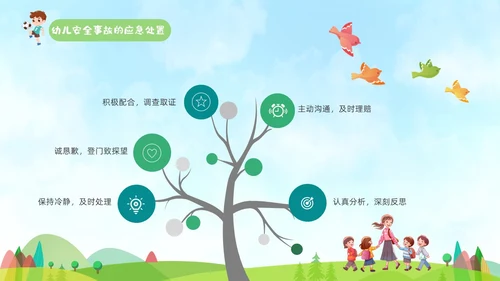 蓝色手绘卡通插画幼儿安全教育管理PPT幼儿园