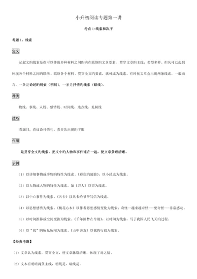 2023年小升初专题阅读理解第一讲.docx