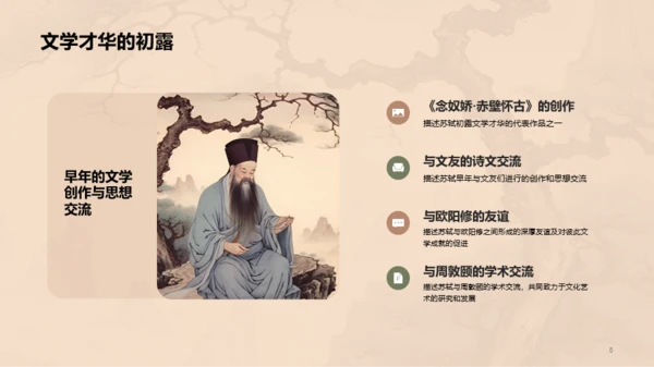 黄色中式国风苏轼人物介绍培训课件PPT