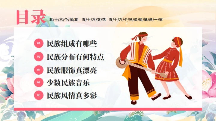 56个民族少数民族介绍通用PPT模板