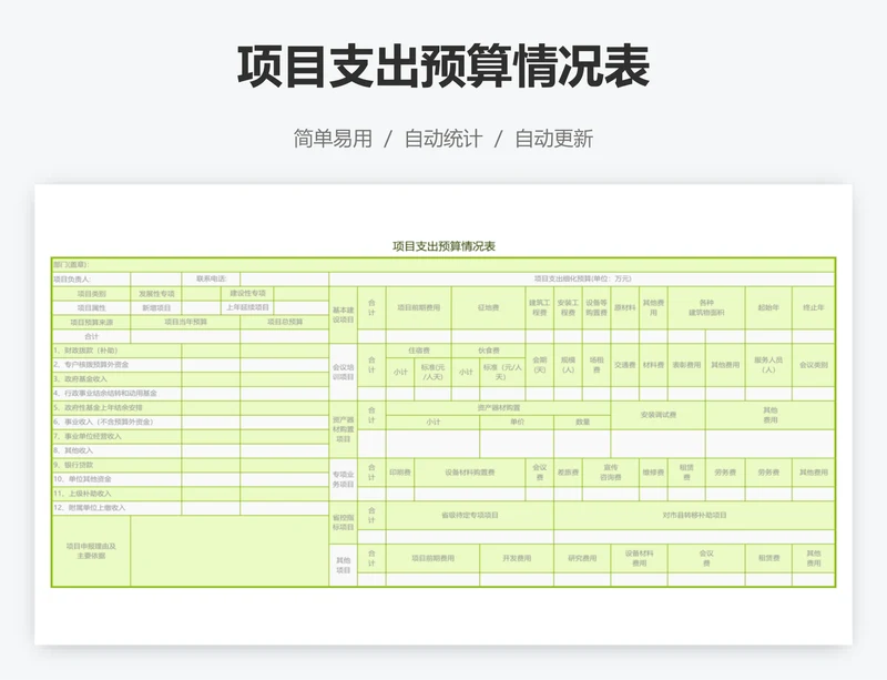项目支出预算情况表