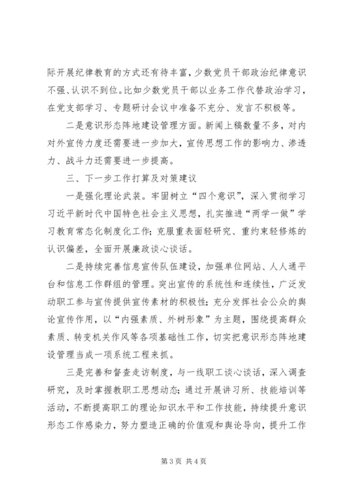 学校党支部XX年第一季度意识形态工作情况汇报.docx