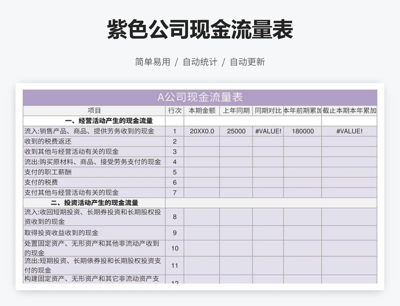 紫色公司现金流量表