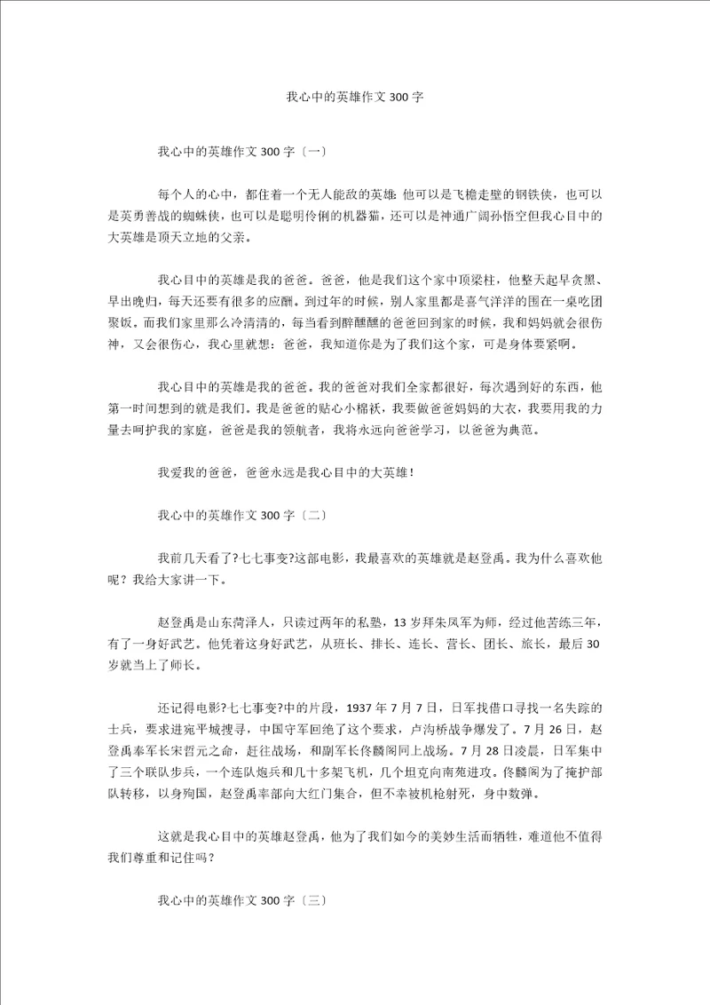 我心中的英雄作文300字