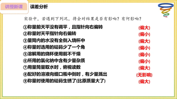 9.3.2 溶液的配制 溶质质量分数的综合计算（25页）课件-- 2024-2025学年化学人教版九