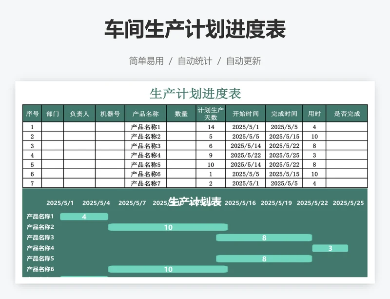 车间生产计划进度表
