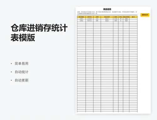 仓库进销存统计表模版