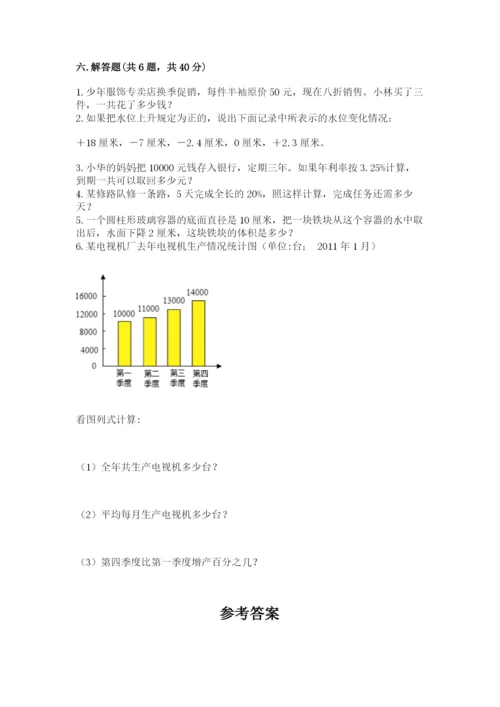 沪教版数学六年级下册期末检测试题及参考答案（预热题）.docx