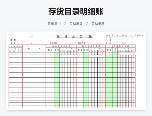 存货目录明细账