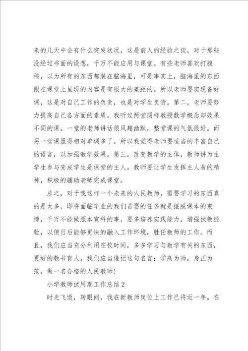 小学教师试用期工作总结5篇