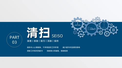 蓝色简约商务公司现场6S管理培训PPT模板