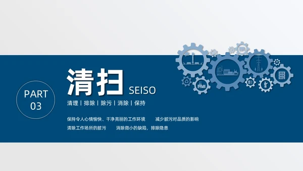 蓝色简约商务公司现场6S管理培训PPT模板