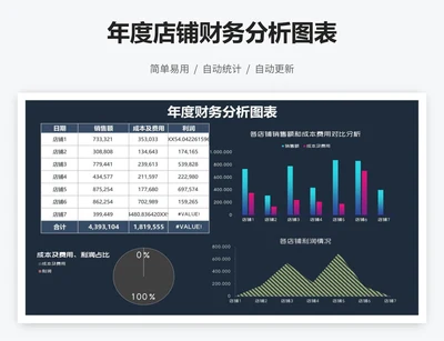 年度店铺财务分析图表