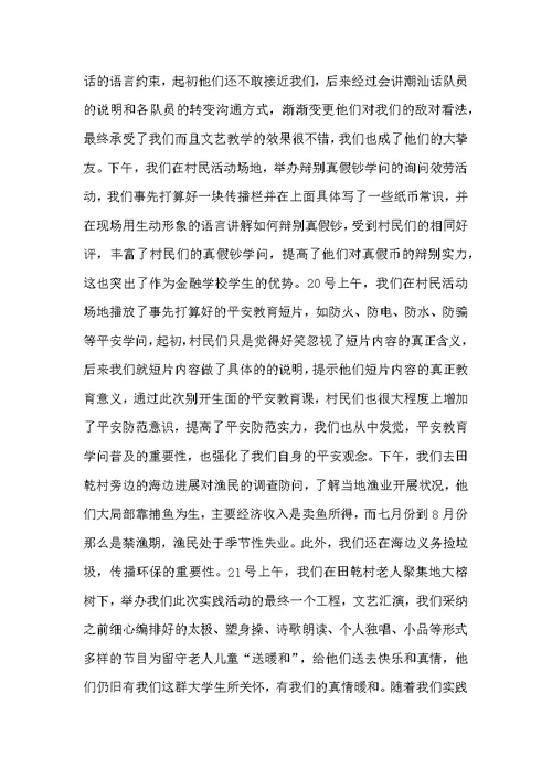 暑期“三下乡”个人总结