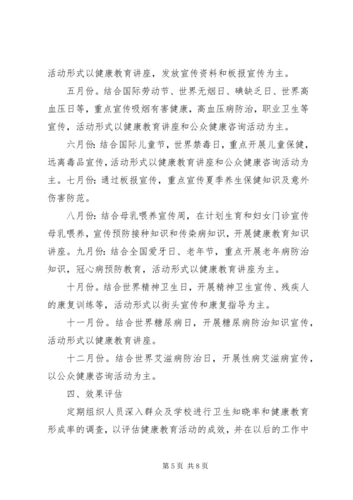 社区健康教育工作计划XX年.docx