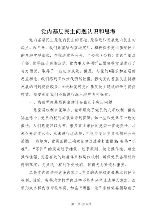 党内基层民主问题认识和思考.docx