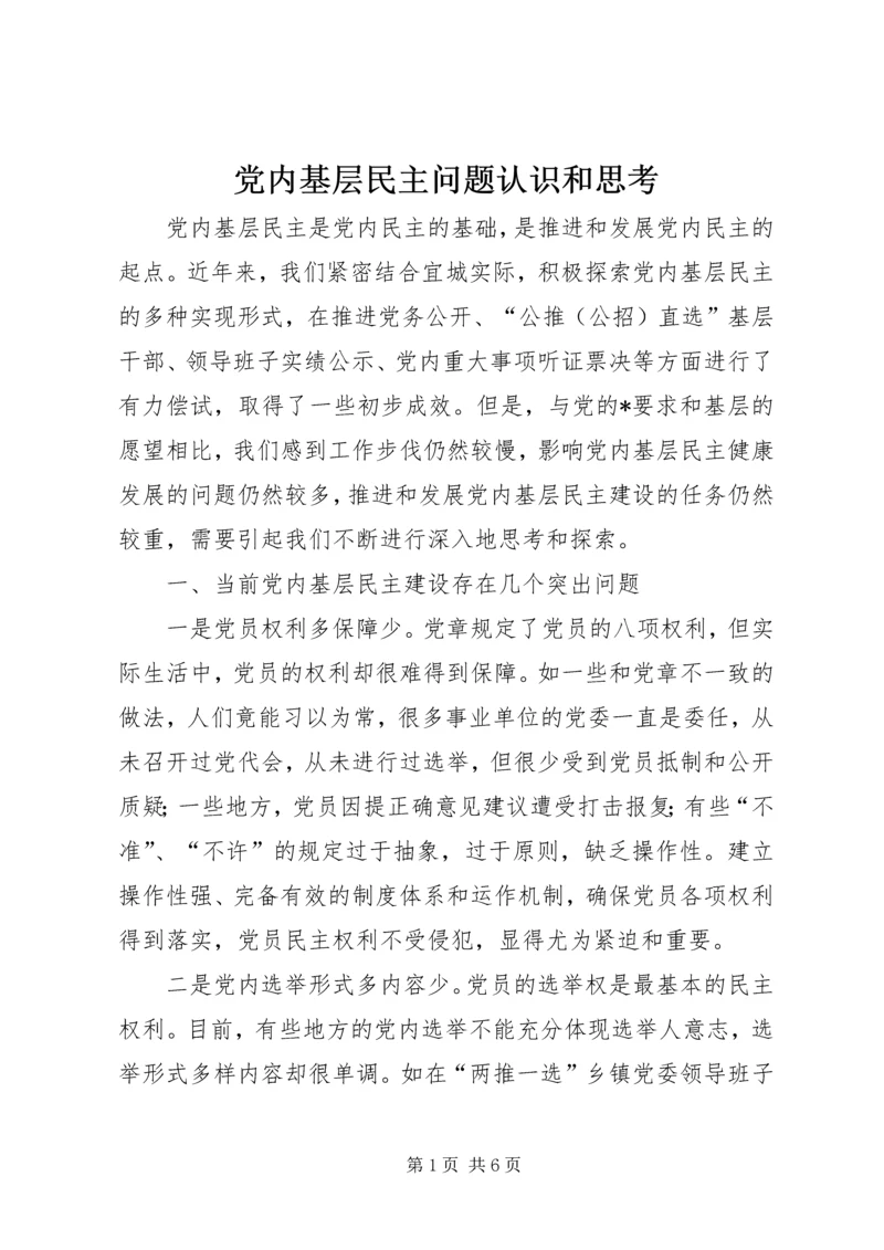 党内基层民主问题认识和思考.docx