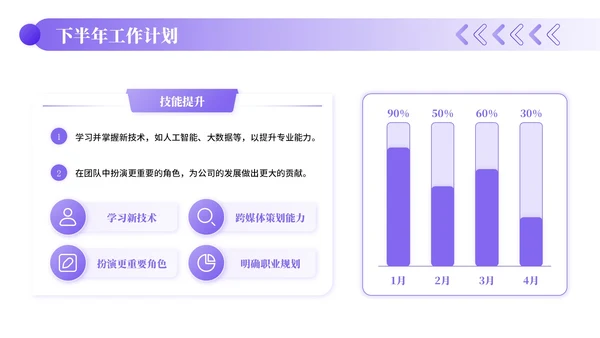 紫色插画风文化传媒企业员工年中总结PPT模板