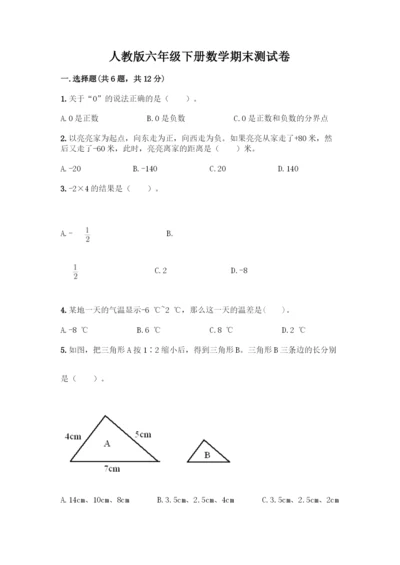 人教版六年级下册数学期末测试卷含完整答案【全优】.docx