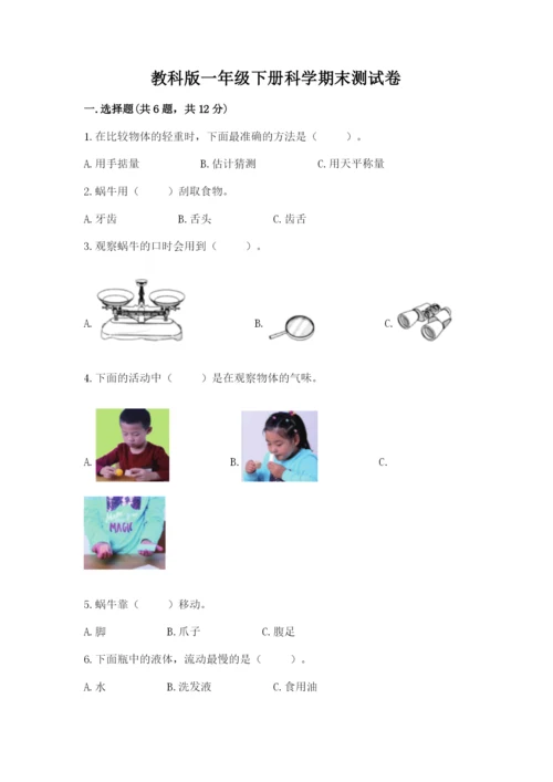 教科版一年级下册科学期末测试卷【精练】.docx