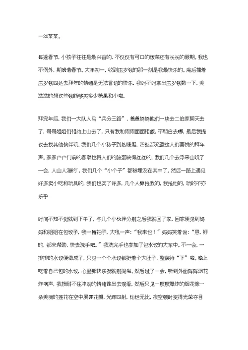 大年初一作文汇总六篇
