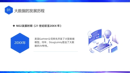 蓝色网络科技风大数据发展史介绍PPT