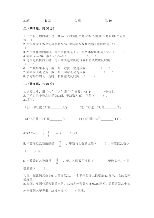 苏教版数学六年级下册试题期末模拟检测卷及完整答案（精选题）.docx