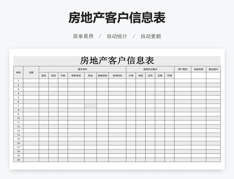 房地产客户信息表