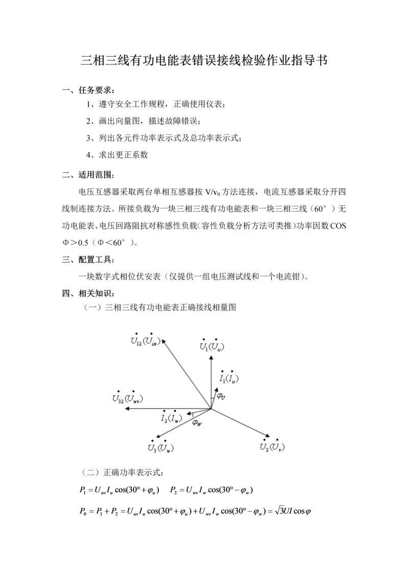 电能计量装置错误接线检查作业指导说明书.docx