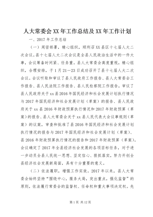 人大常委会某年工作总结及某年工作计划.docx