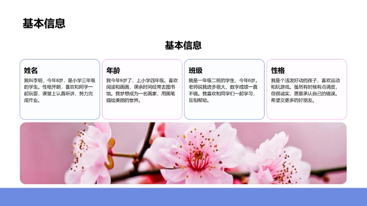 小学生自我介绍通用PPT模板