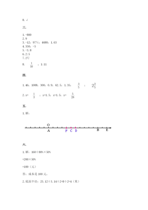 小学毕业班数学检测题及答案（精品）.docx