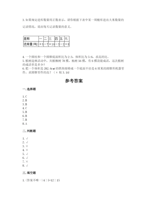 小升初六年级期末试卷附参考答案（满分必刷）.docx