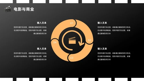 橙色黑色简约创意电影介绍PPT模板