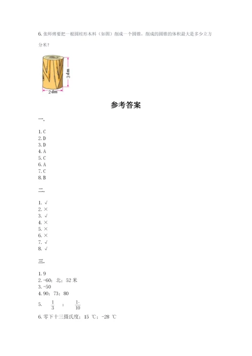 人教版六年级数学下学期期末测试题及完整答案（网校专用）.docx