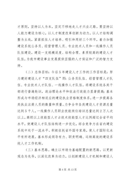 市规划建设局十一五人才工作规划.docx