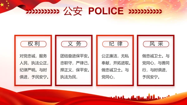 红色大气公安警察扫黑除恶斗争工作PPT动态