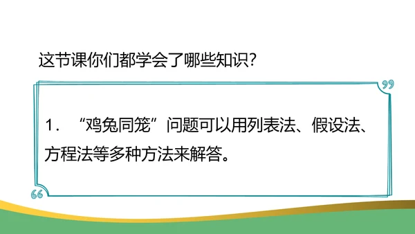 鸡兔同笼数学奥数教学课件通用PPT课件模板