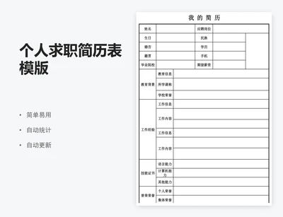 个人求职简历表模版