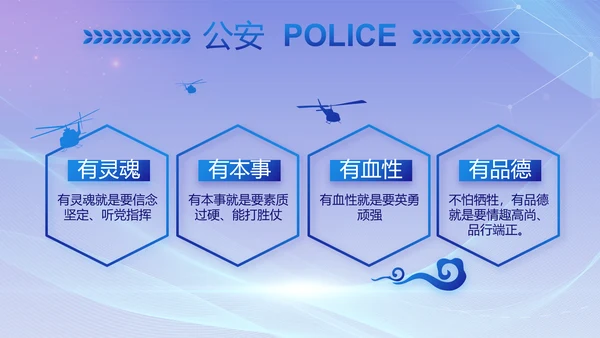 大气公安年终工作总结新年计划PPT动态模板